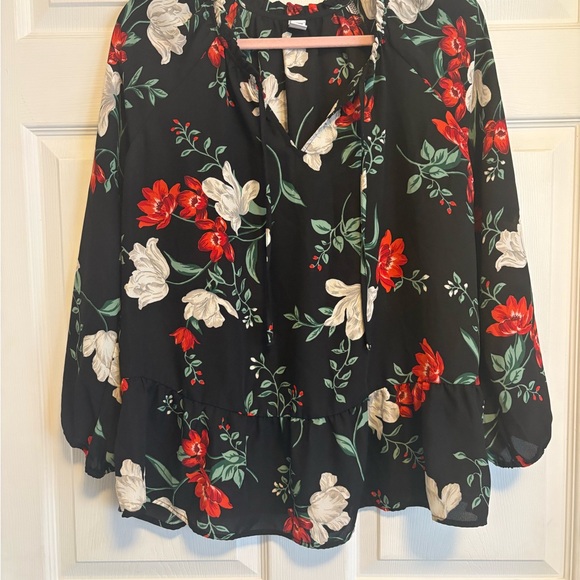 Old Navy Tops - Old Navy Black Floral Blouse